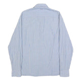 NAPAPIJRI Mens Blue And White Stripe Shirt L Casual Cotton Long Sleeve Button