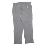 CARHARTT Mens Grey Relaxed Fit Straight Trousers W36 L30 Cotton Blend Zip Casual