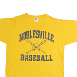 RUSSELL ATHLETIC Mens Yellow Noblesville Baseball Graphic T-Shirt M Crew Neck