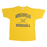 RUSSELL ATHLETIC Mens Yellow Noblesville Baseball Graphic T-Shirt M Crew Neck