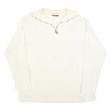 S & K COMPANY Womens White 1/4 Zip XL Cotton Blend Sweatshirt Pullover Casual