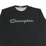 CHAMPION Mens Black Cotton Blend Crew Neck M Logo Sweatshirt