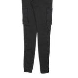 GIANNI KAVANAGH Mens Cotton Blend Black Slim Cargo Trousers W30 L32 Drawstring