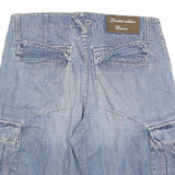 GREEN COAST Mens Denim Blue Cargo Shorts M W32 Lightweight Cotton Blend