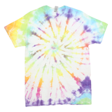 GILDAN Mens White & Multicolour Tie Dye T-Shirt M Short Sleeve Crew Neck Cotton