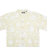 AMERICAN OUTPOST Mens Beige & White Floral Hawaiian Shirt L Summer Casual Cotton