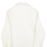 Womens White Button Jacket M Plain Classic M Length Elegant