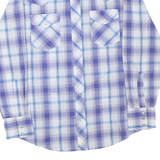 WRANGLER Mens Blue & Purple Check Shirt M Western Casual Cotton Blend
