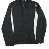 REEBOK Womens Black & White Hooded Jacket M Polyester Blend Zip Sportswear