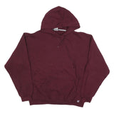RUSSELL ATHLETIC Mens Maroon Pullover Hoodie L Classic Cotton Blend
