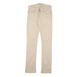 GUESS Womens Cotton Blend Slim Slim Leg Beige Trousers W27 L32 Stylish Casual