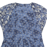 GAP Womens Blue Floral Printed Tie Front Top Short Sleeve V-Neck S Casual