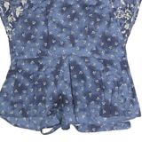 GAP Womens Blue Floral Printed Tie Front Top Short Sleeve V-Neck S Casual