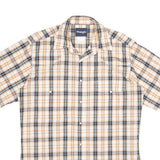 WRANGLER Mens Beige & Blue Checked Short Sleeve Shirt M Casual Western