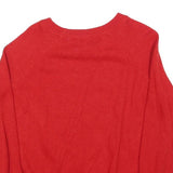 H&M Womens Red Gold Sequin Reindeer Patterned Wool Blend Jumper Crew Neck M