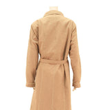 Womens Beige Button Jacket M Cotton Blend Plain Belted Classic Casual Outerwear