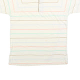 TEE TOP Mens Cream Polo Shirt M Cotton Blend Short Sleeve Striped Casual