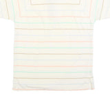 TEE TOP Mens Cream Polo Shirt M Cotton Blend Short Sleeve Striped Casual