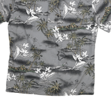 Mens Grey Hawaiian Cotton Blend Shirt M Tropical Print Casual Summer