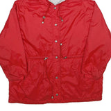 BASIC EDITIONS Womens Red & Grey Reversible Nylon Jacket XL Button Closure