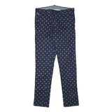LACOSTE Mens Cotton Blend Navy Blue Slim Tapered Trousers W32 L32 Printed Logo