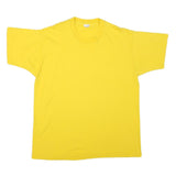 Mens Yellow Plain Cotton Blend T-Shirt XL Short Sleeve Crew Neck Casual Basic