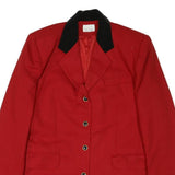 MODA INTL Womens Red & Black Tailored Jacket M Cotton Blend Button Plain Elegant