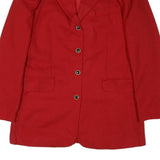 MODA INTL Womens Red & Black Tailored Jacket M Cotton Blend Button Plain Elegant