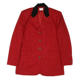 MODA INTL Womens Red & Black Tailored Jacket M Cotton Blend Button Plain Elegant