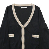 LUC-CE Womens Black & Beige Plain V-Neck Pullover Basic Knit M Classic Stylish