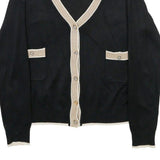 LUC-CE Womens Black & Beige Plain V-Neck Pullover Basic Knit M Classic Stylish