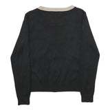 LUC-CE Womens Black & Beige Plain V-Neck Pullover Basic Knit M Classic Stylish