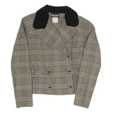 BRIOCHE Womens Beige & Black Checked Blazer Tailored Jacket S Polyester Blend