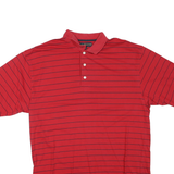 TOMMY HILFIGER Mens Red & Navy Striped Short Sleeve Polo Shirt L Casual Cotton