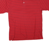 TOMMY HILFIGER Mens Red & Navy Striped Short Sleeve Polo Shirt L Casual Cotton
