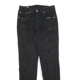 LEVI'S 501 BIG E Womens Jeans Black Regular Skinny Denim Raw W25 L26 Distressed