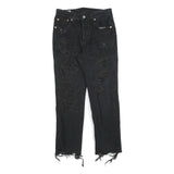 LEVI'S 501 BIG E Womens Jeans Black Regular Skinny Denim Raw W25 L26 Distressed