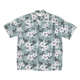 HOWIE Mens Grey & White Floral Cotton Blend Shirt L Casual Summer Beachwear