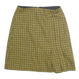 HOBBS Womens Yellow & Black Check Mini Cotton Blend Skirt UK 8 Classic Style