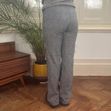 Brandy Melville Checked Trousers - 26W UK 6 Black Cotton Blend