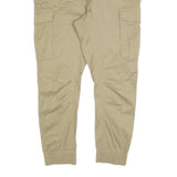 H&M Mens Cotton Blend Slim Beige Cargo Trousers W42 L30 Pocket Detail Zip