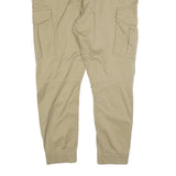 H&M Mens Cotton Blend Slim Beige Cargo Trousers W42 L30 Pocket Detail Zip