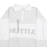 B&J Mens White Grey Striped Seattle Pullover Sweatshirt M Cotton Blend Half Zip