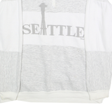 B&J Mens White Grey Striped Seattle Pullover Sweatshirt M Cotton Blend Half Zip