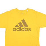 ADIDAS Mens Yellow XL Cotton Blend Graphic T-Shirt Crew Neck Short Sleeve