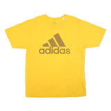 ADIDAS Mens Yellow XL Cotton Blend Graphic T-Shirt Crew Neck Short Sleeve