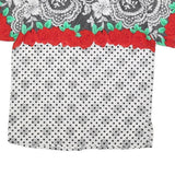 LADYS FASHION Womens White Black & Red Floral Lace Polka Dot Shirt Short Sleeve