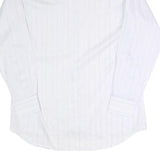 KAUF Mens White & Pale Blue Striped Cotton Blend Shirt L Classic Fit Long Sleeve
