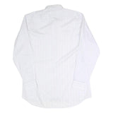 KAUF Mens White & Pale Blue Striped Cotton Blend Shirt L Classic Fit Long Sleeve