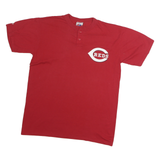 GENUINE MERCHANDISE Mens Red Reds Graphic T-Shirt M Short Sleeve Henley Neck